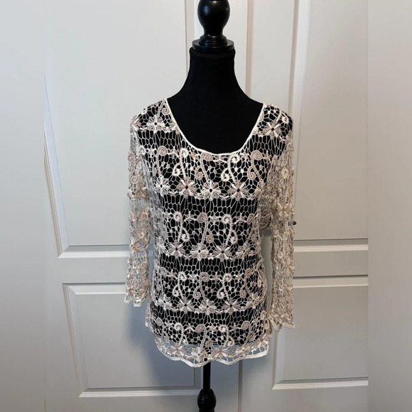 ADIVA  | Dainty Cream Crocheted Top | Size M (Approx) - Picture 2 of 7